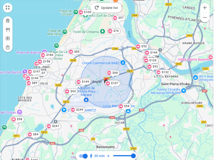 Hotel à moins de 30 minutes de marche